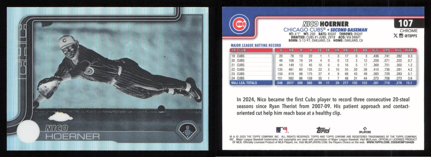 2025 Topps Chrome NICO HOERNER Negative Refractor #107 Cubs