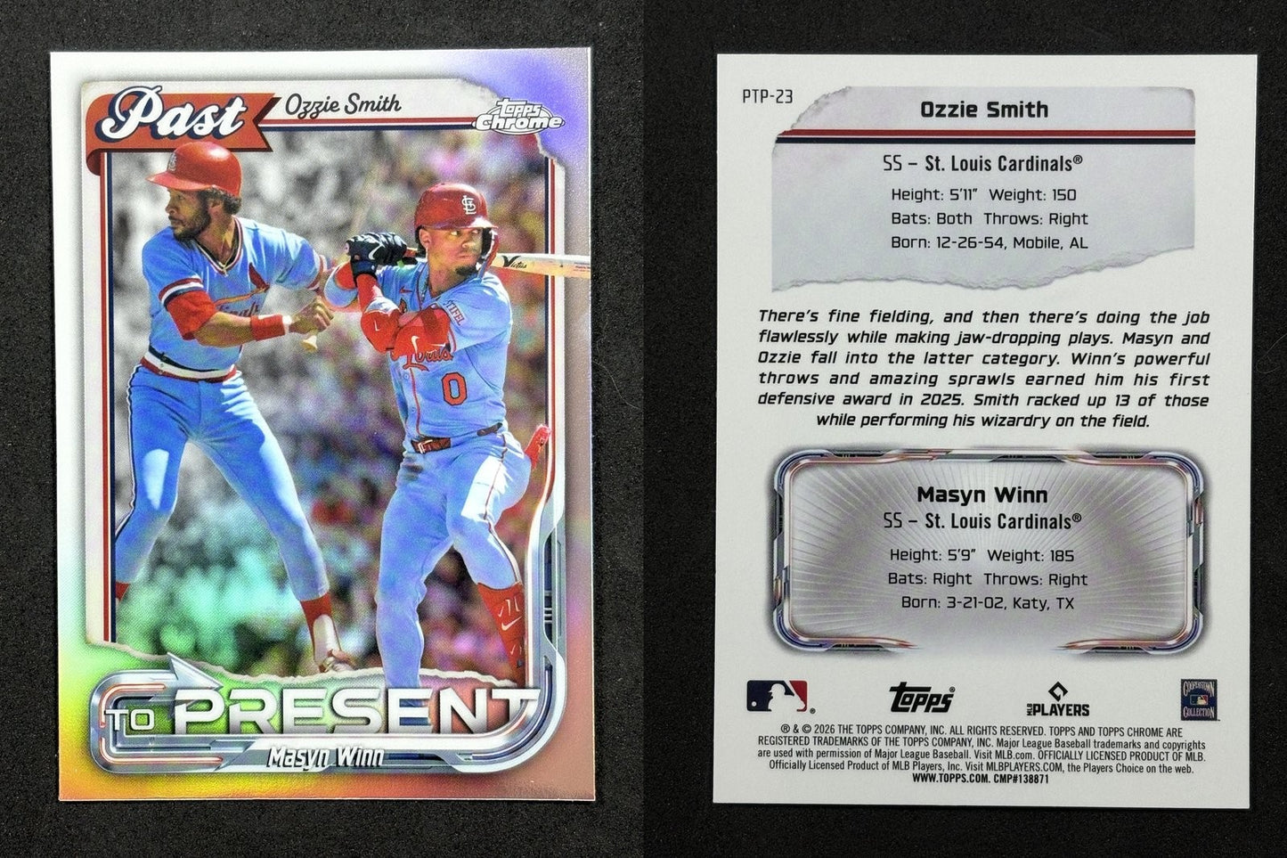 2026 Topps Chrome OZZIE SMITH/MASYN WINN Past to Present #PTP-23 Cardinals