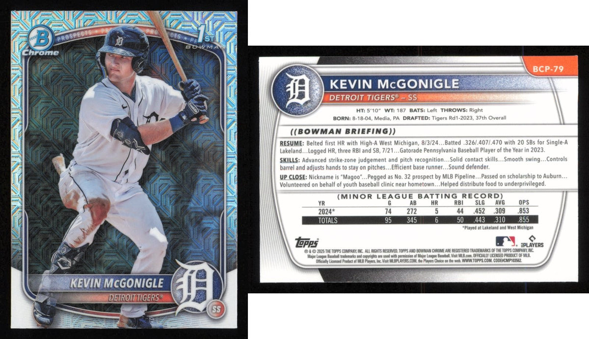 2025 Bowman Chrome Prospects KEVIN MCGONIGLE Mega Box Mojo Refractor #BCP-79 Tig