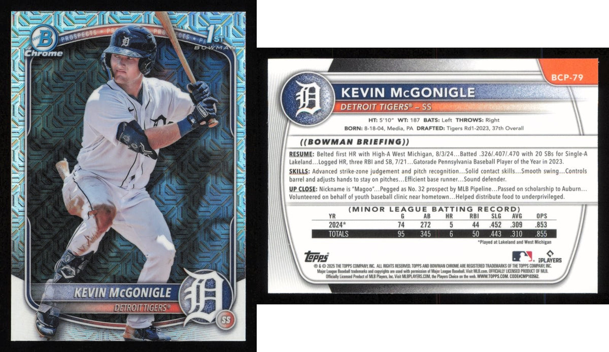 2025 Bowman Chrome KEVIN MCGONIGLE Chrome Prospects Mega Box Mojo Refractor #BCP