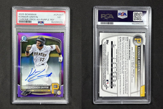 2025 Bowman Chrome KONNOR GRIFFIN Purple Refractor #CPA-KG Pirates PSA 9