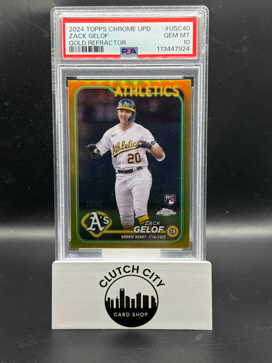 2024 Topps Chrome Update Zack Gelof Gold Refractor #USC40 23/50 PSA 10