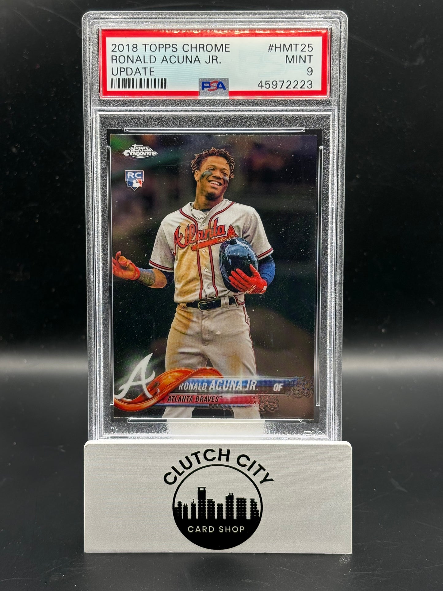 2018 Topps Chrome Update Ronald Acuna Jr. Rookie Card #HMT25 PSA 9