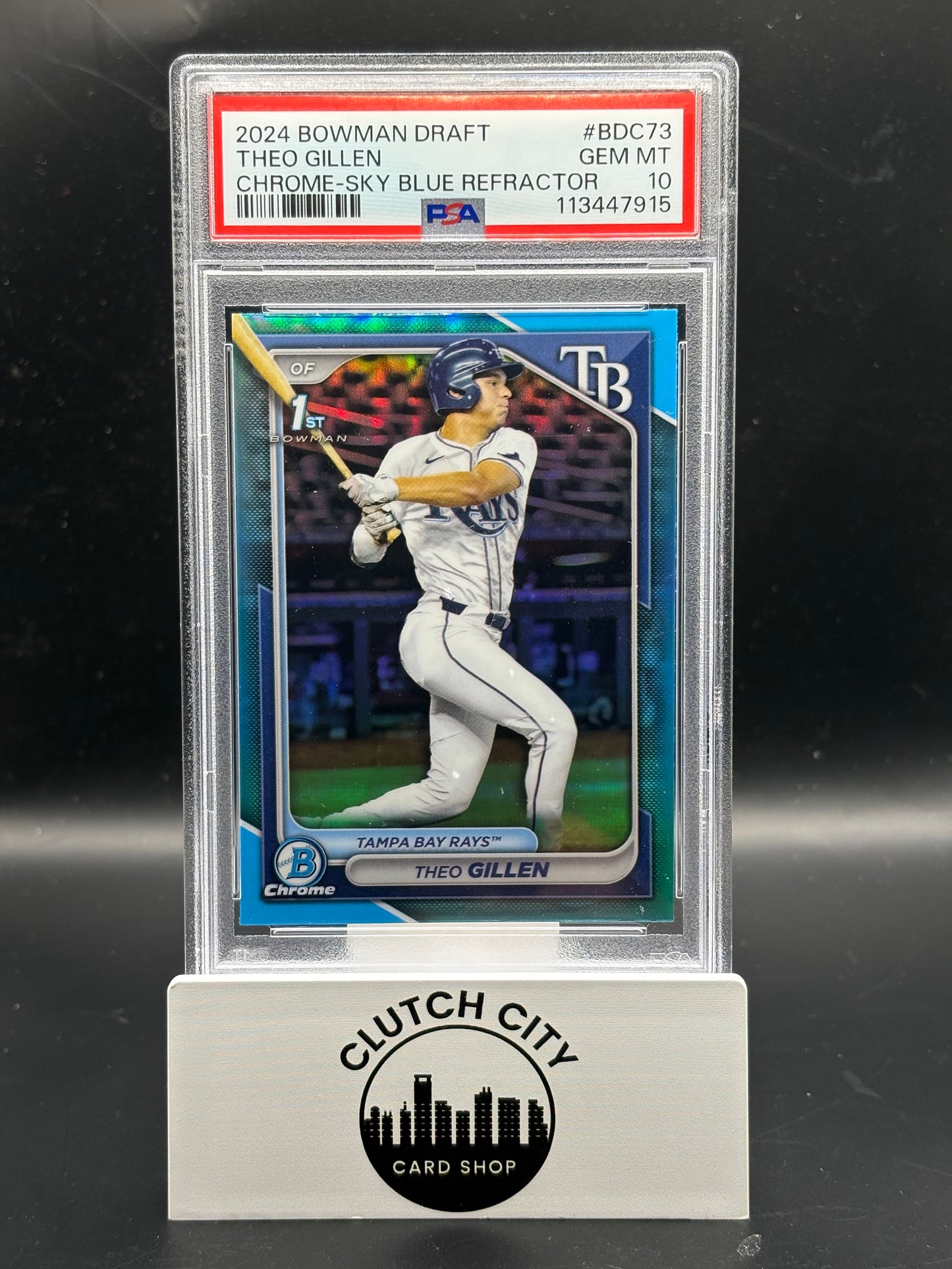 2024 Bowman Draft Theo Gillen Chrome Sky Blue Refractor #BDC73 PSA 10 1st Bowman
