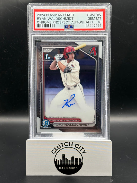 2024 Bowman Draft Ryan Waldschmidt Chrome Prospect Autograph #CPARW PSA 10 1st Bowman