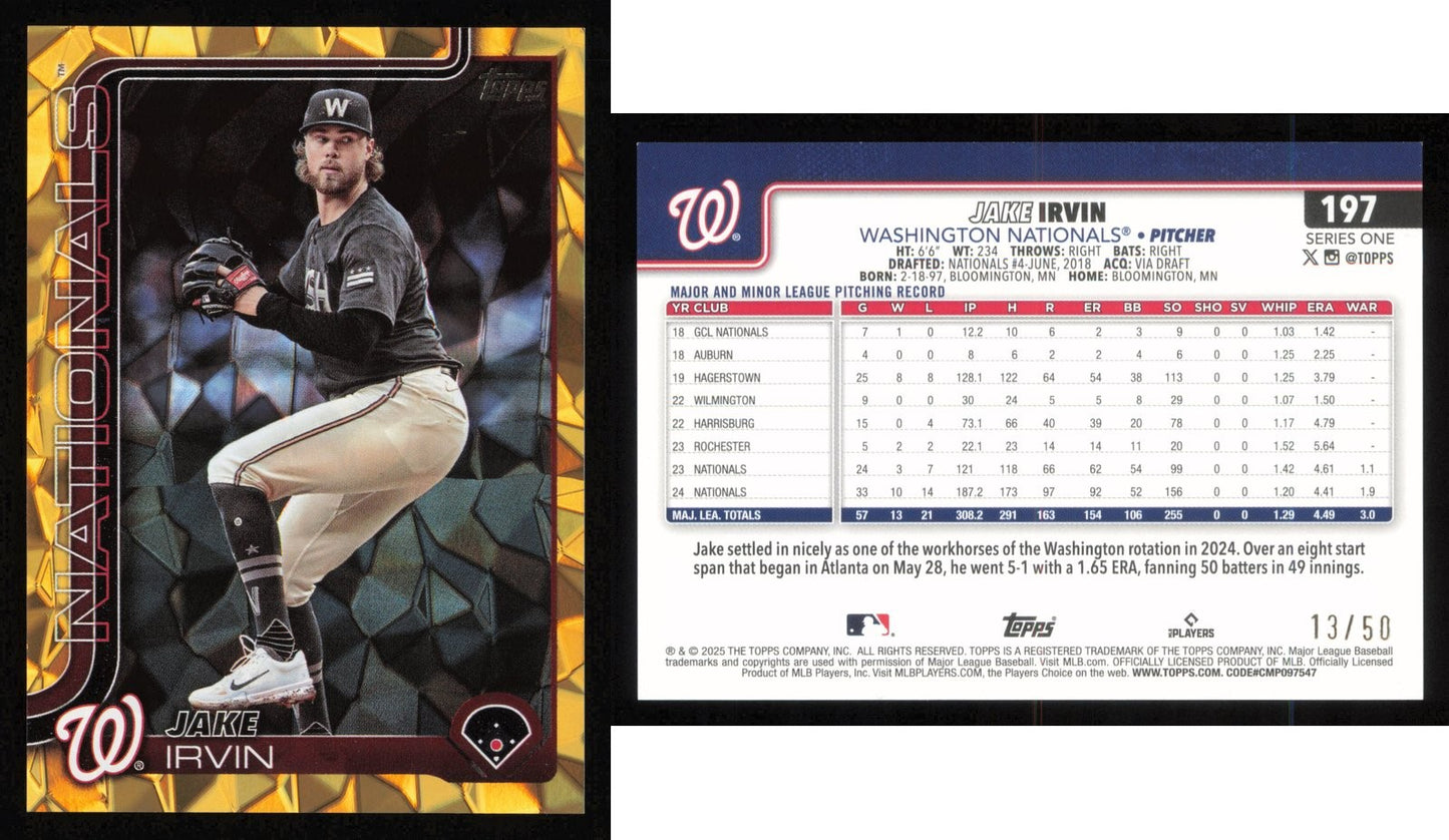 2025 Topps JAKE IRVIN Gold Holo Foil #197 #/50 Nationals