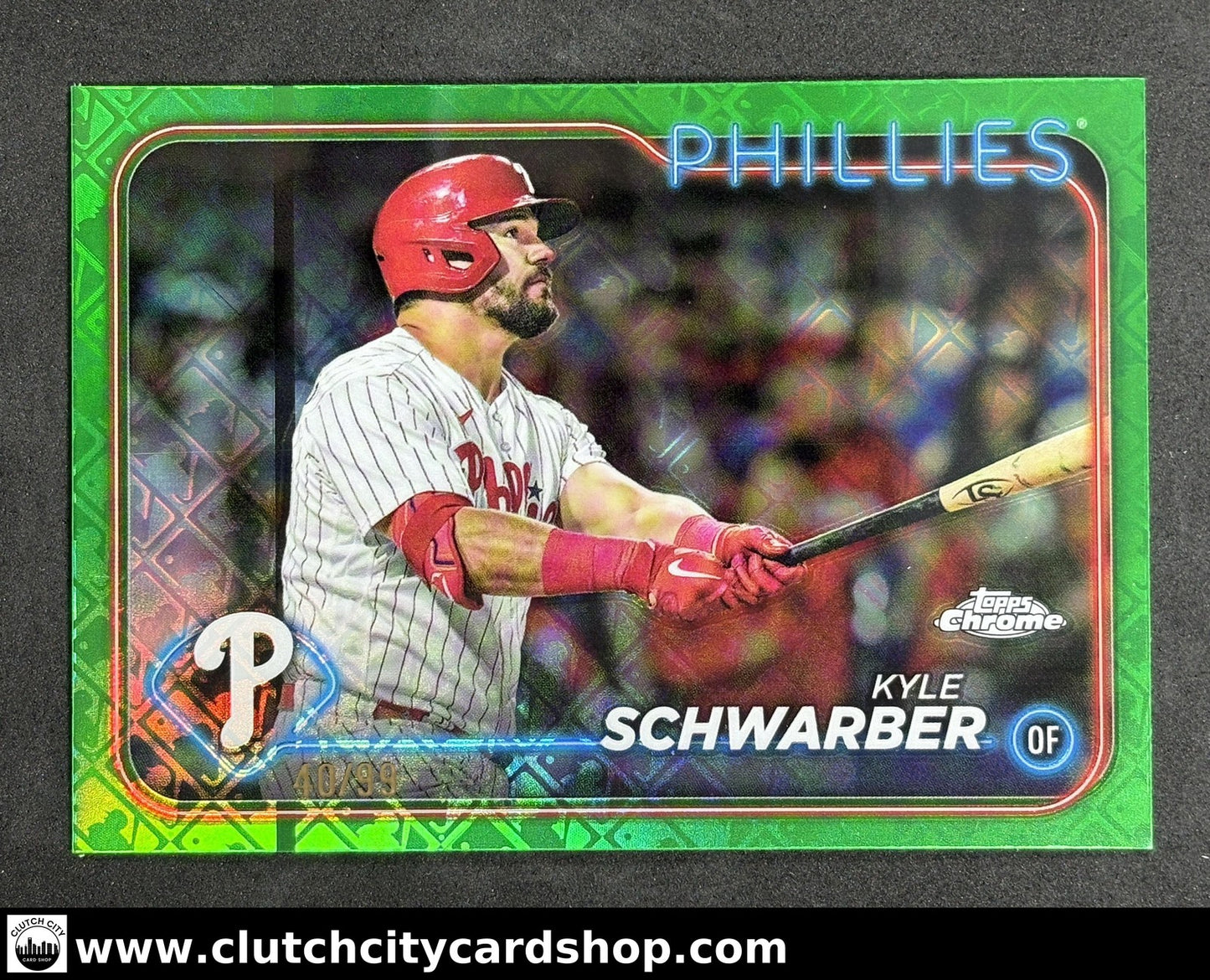 2024 Topps Chrome Logofractor KYLE SCHWARBER Green RayWave Refractor #71 #/99 Ph