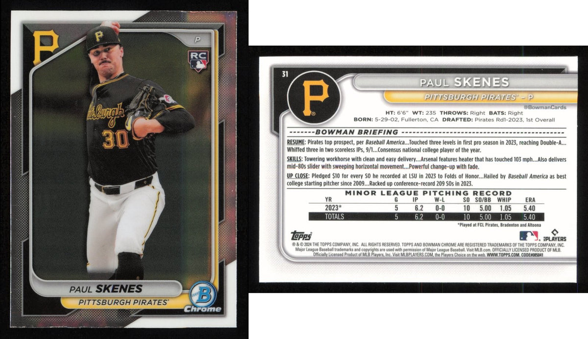 2024 Bowman Chrome PAUL SKENES #31 RC Pirates
