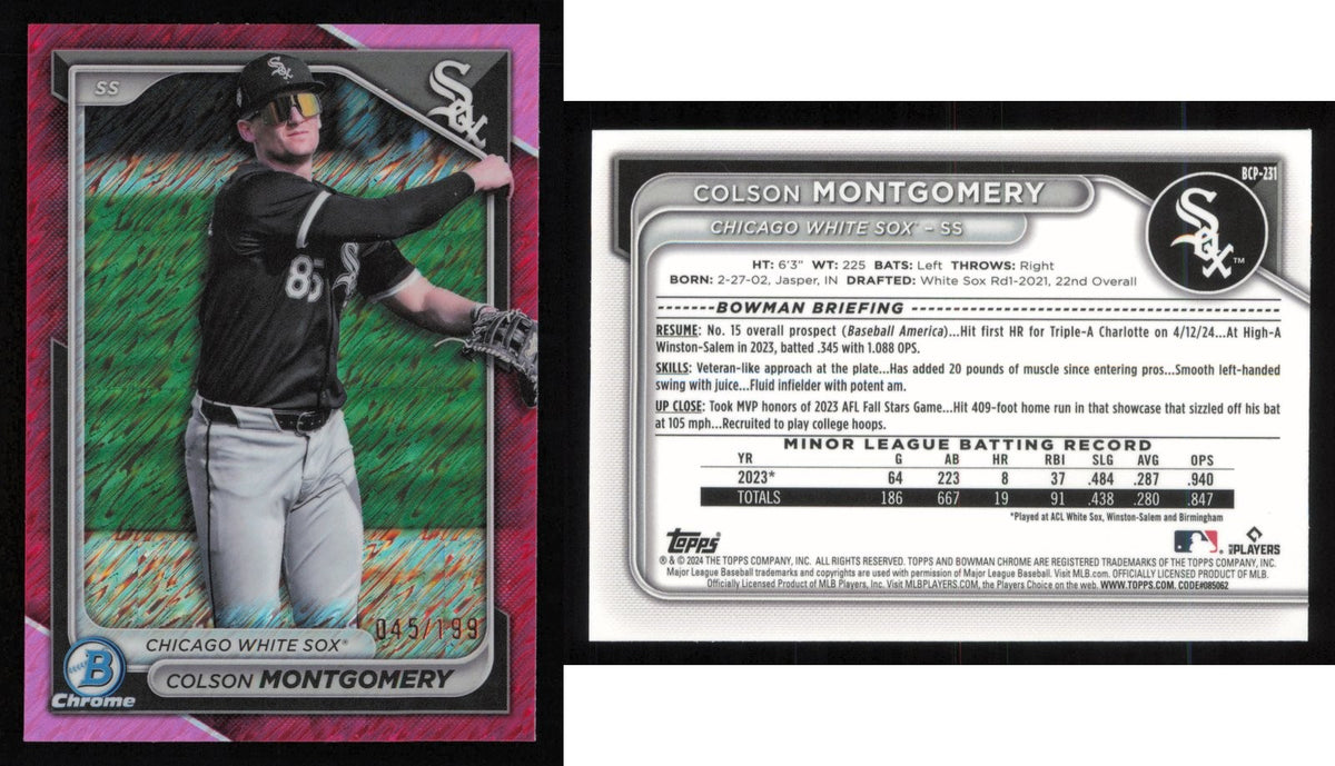 2024 Bowman Chrome COLSON MONTGOMERY Fuchsia Wave #BCP-231 #/199 White Sox