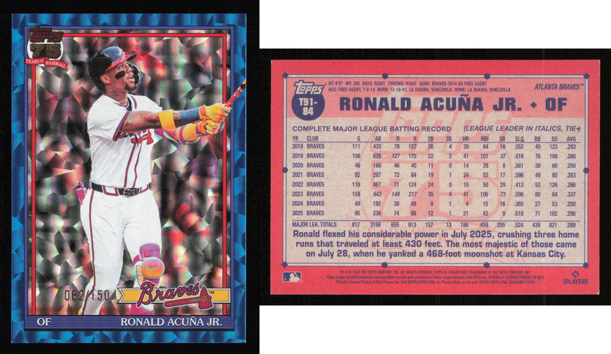 2026 Topps Series 1 RONALD ACUNA JR. 1991 Topps Baseball Blue Crackleboard /150