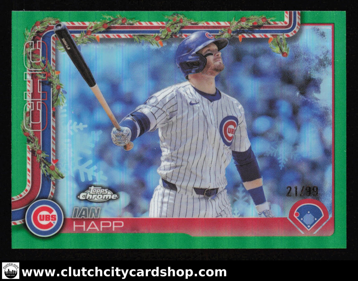 2025 Topps Holiday IAN HAPP Chrome Green Sparkle Refractor #HC27 #/99 Cubs