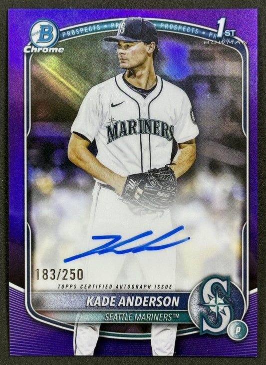 2025 Bowman Draft Kade Anderson Chrome Auto Purple Refractor /250 Mariners