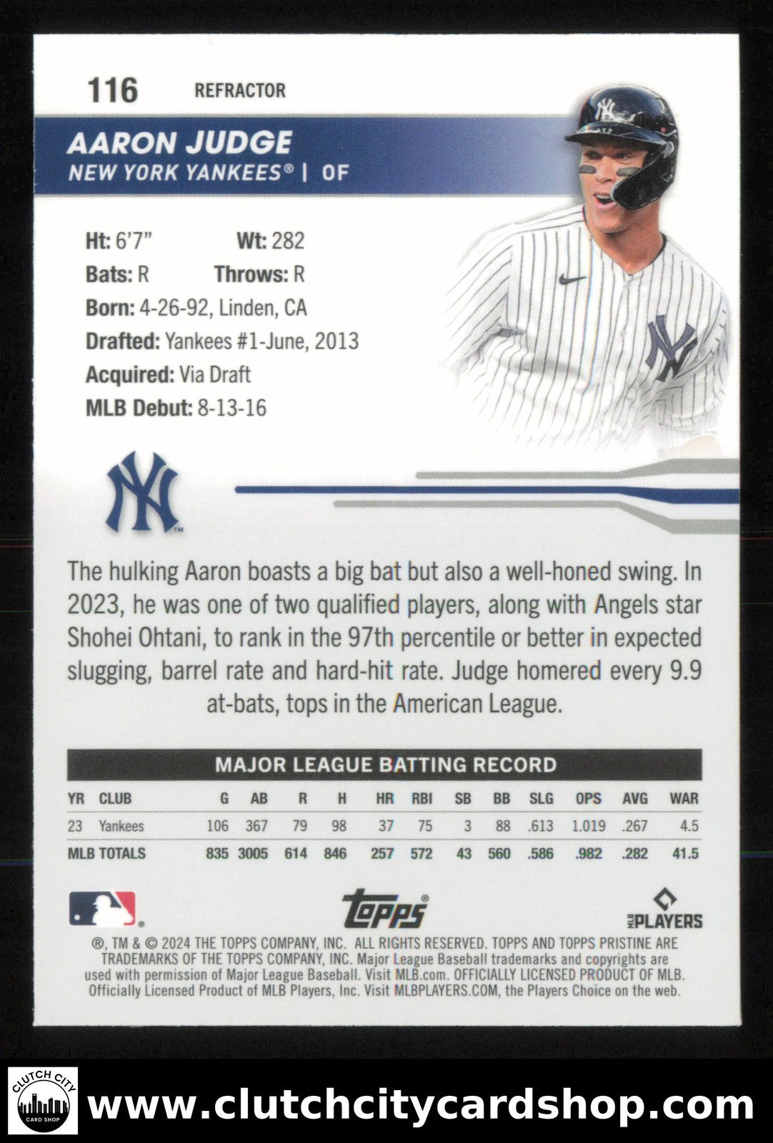 2024 Topps Pristine AARON JUDGE Refractor #116 Yankees