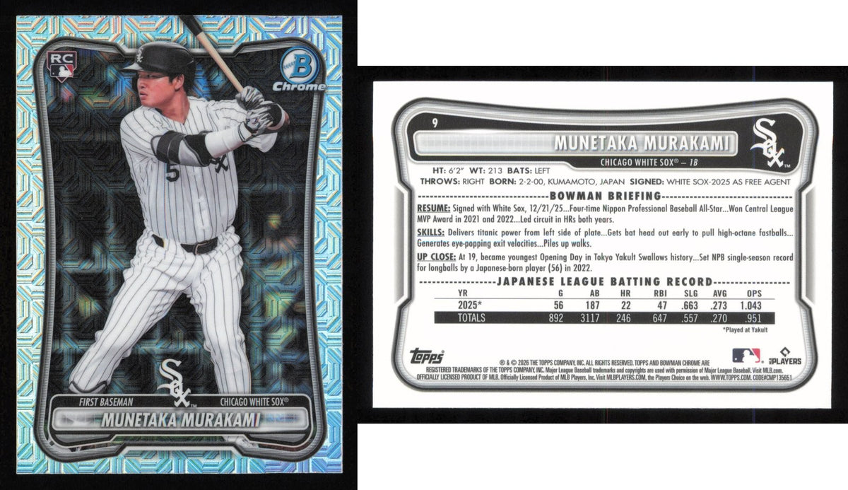 2026 Bowman Chrome MUNETAKA MURAKAMI Mojo Refractor #9 RC White Sox